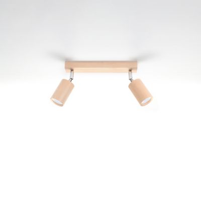 Plafonnier en bois 2 ampoules 4000K - 30x5x20cm Sollux