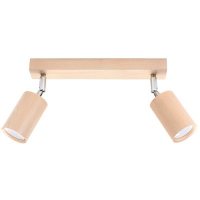 Plafonnier en bois 2 ampoules 4000K - 30x5x20cm Sollux