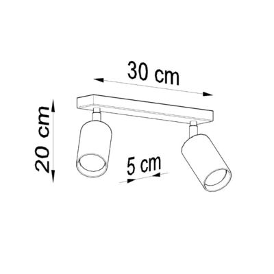 Plafonnier en bois 2 ampoules 4000K - 30x5x20cm Sollux