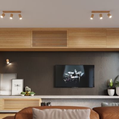 Plafonnier en bois 2 ampoules 4000K - 30x5x20cm Sollux