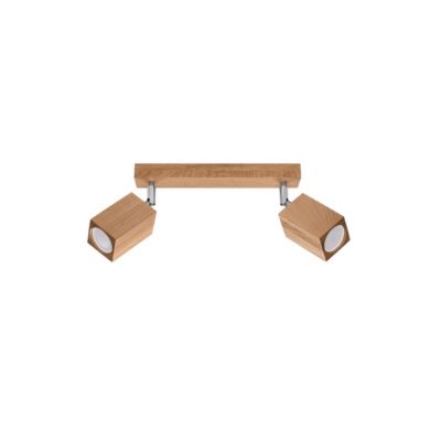 Plafonnier en bois 2 lampes 30x5x20cm Sollux