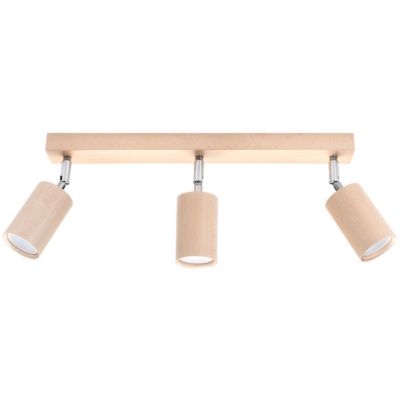 Plafonnier en bois 3 lampes 45x5x20cm Sollux