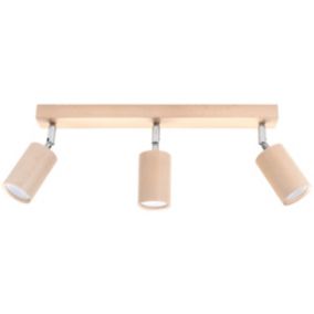 Plafonnier en bois 3 lampes 45x5x20cm Sollux