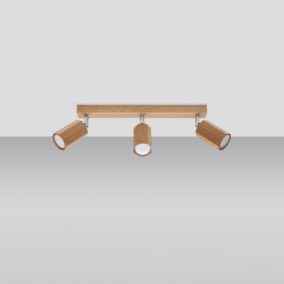 Plafonnier en bois 3 lampes 45x5x20cm Sollux