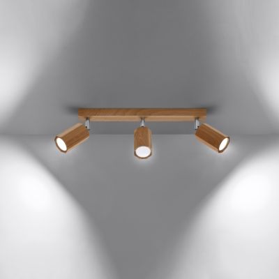 Plafonnier en bois 3 lampes 45x5x20cm Sollux