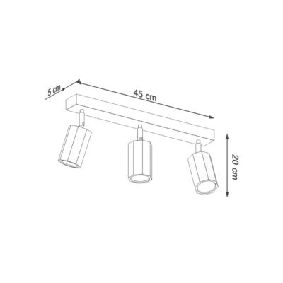 Plafonnier en bois 3 lampes 45x5x20cm Sollux