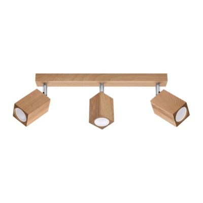 Plafonnier en bois 3 lampes 45x5x20cm Sollux