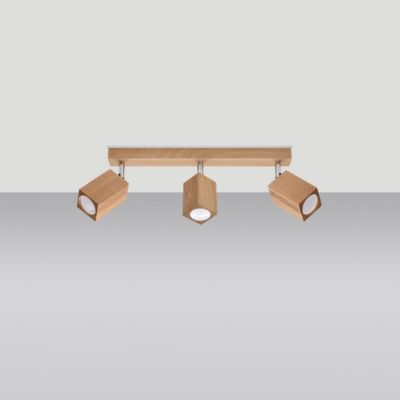 Plafonnier en bois 3 lampes 45x5x20cm Sollux