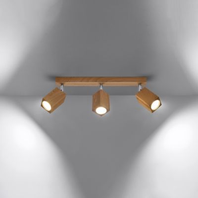 Plafonnier en bois 3 lampes 45x5x20cm Sollux
