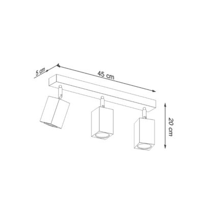 Plafonnier en bois 3 lampes 45x5x20cm Sollux