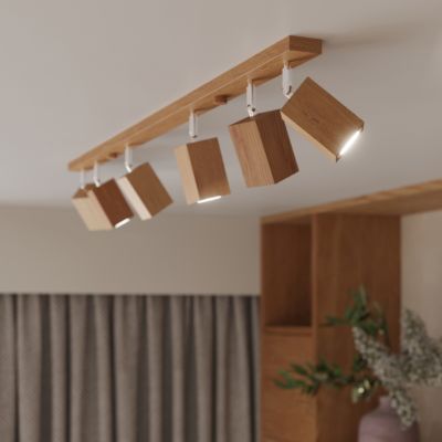 Plafonnier en bois 3 lampes 45x5x20cm Sollux