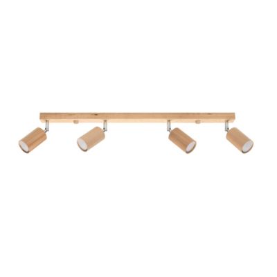 Plafonnier en bois 4 lampes 80x5x20cm Sollux