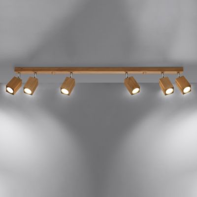 Plafonnier en bois 6 ampoules 3000K - 120x5x20cm Sollux
