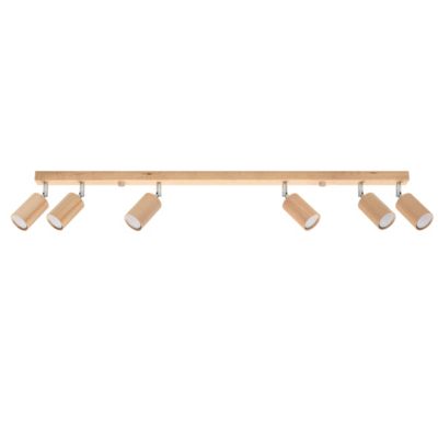 Plafonnier en bois 6 lampes 120x5x20cm Sollux