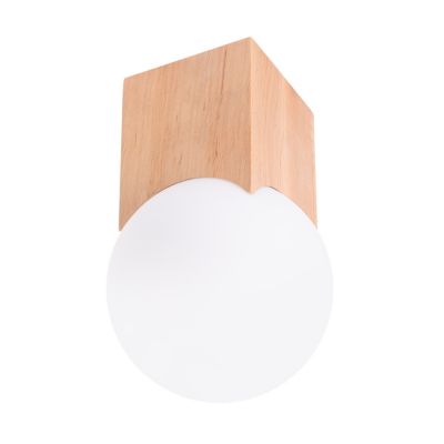 Plafonnier en bois/verre 1 lampes 12x12x19cm Sollux
