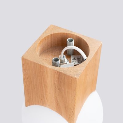 Plafonnier en bois/verre 1 lampes 12x12x19cm Sollux