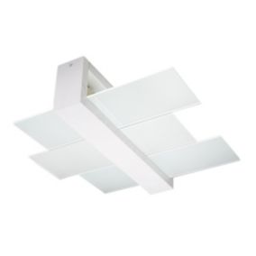 Plafonnier en bois/verre 2 lampes 43x43x12cm Sollux