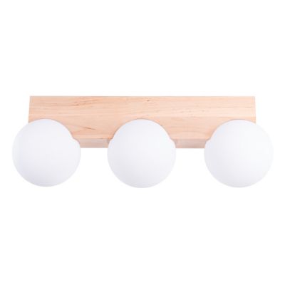 Plafonnier en bois/verre 3 lampes 46x12x16cm Sollux