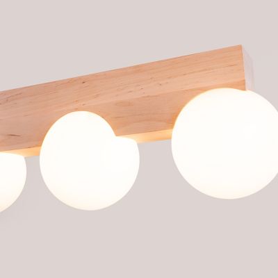 Plafonnier en bois/verre 3 lampes 46x12x16cm Sollux