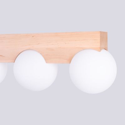 Plafonnier en bois/verre 3 lampes 46x12x16cm Sollux