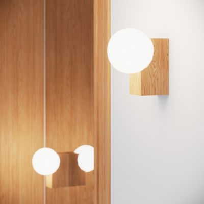 Plafonnier en bois/verre 3 lampes 46x12x16cm Sollux