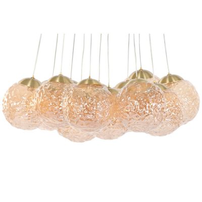Plafonnier en cristal et métal, boules dorées 60x60x60