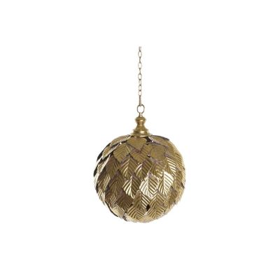 Plafonnier en métal 30x30x39 feuilles dorées
