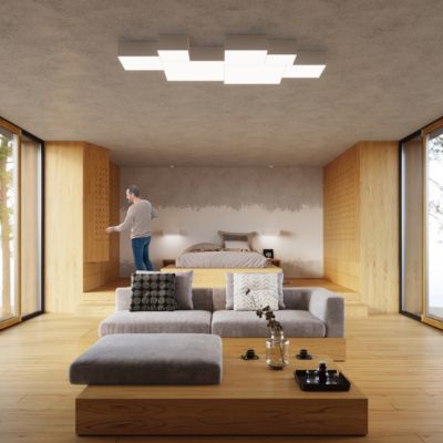 Plafonnier en PVC 1 lampes 25x25x11cm Sollux