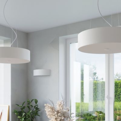 Plafonnier en tissu/verre/acier 3 ampoules 4000K - 30x30x22cm Sollux