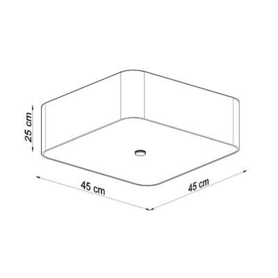 Plafonnier en tissu/verre/acier 5 lampes 45x45x25cm Sollux