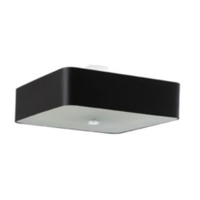 Plafonnier en tissu/verre/acier 5 lampes 55x55x25cm Sollux