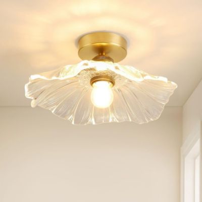 Plafonnier encastré, plafonnier en forme de fleur, adapté aux couloirs et aux entrées,laiton+transparent,lumière chaude,220V,E27