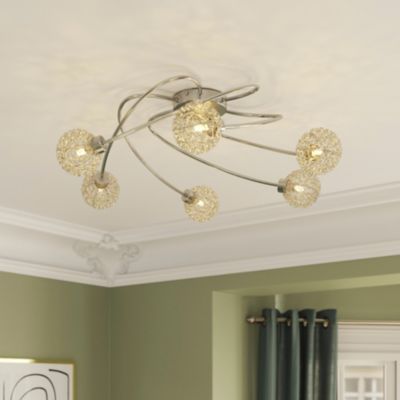 Plafonnier G9 40W GoodHome Phaidros brillant effet chromé H.16.5 x Ø65 cm