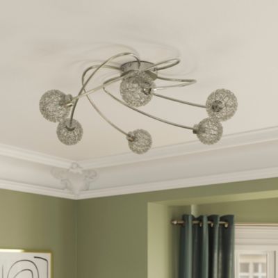 Plafonnier G9 40W GoodHome Phaidros brillant effet chromé H.16.5 x Ø65 cm