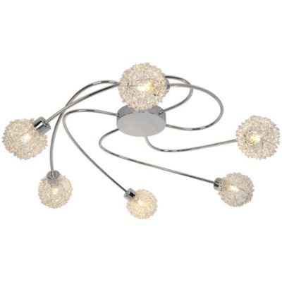 Plafonnier G9 40W GoodHome Phaidros brillant effet chromé H.16.5 x Ø65 cm