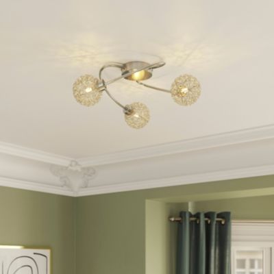 Plafonnier G9 40W GoodHome Phaidros brillant effet chromé H.16 x Ø42 cm