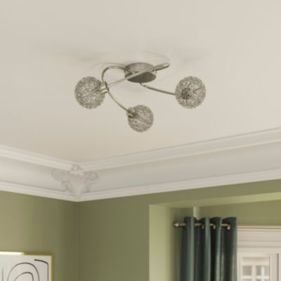 Plafonnier G9 40W GoodHome Phaidros brillant effet chromé H.16 x Ø42 cm