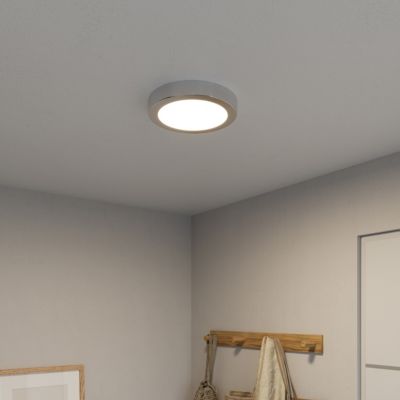 Plafonnier gris chromé LED integrée Aius blanc neutre Ø.21,5cm IP20 1400lm 12W GoodHome