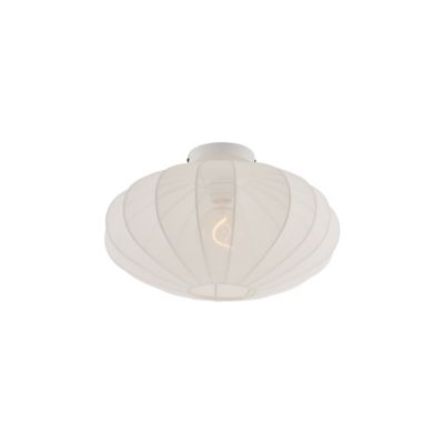 Plafonnier Japandi blanc avec abat-jour en tissu - Bida