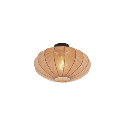 Plafonnier Japandi marron avec abat-jour en tissu - Bida