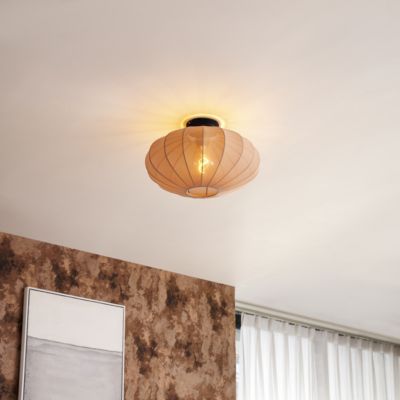 Plafonnier Japandi marron avec abat-jour en tissu - Bida