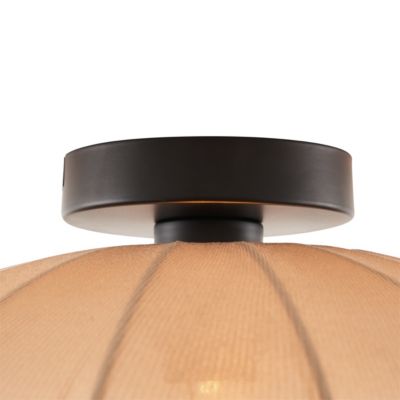 Plafonnier Japandi marron avec abat-jour en tissu - Bida