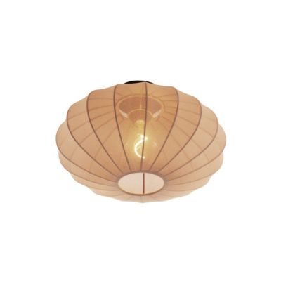 Plafonnier Japandi marron avec abat-jour en tissu - Bida