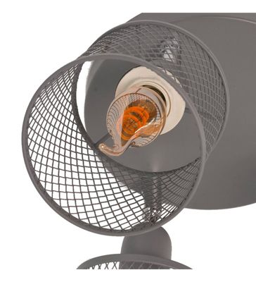 Plafonnier lampe de plafond 3 spots orientable en métal grillagé gris E14 compatible LED