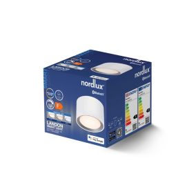 Plafonnier LANDON SMART, Salle de bain, Métal couleur Blanc, LED Module, H.8.2, IP44 / NORDLUX Intérieur