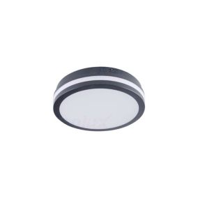 Plafonnier LED 18W à détecteur étanche IP54 rond 220mm Graphite - Blanc Naturel 4000K