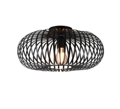 Plafonnier LED, 1xE27, max. 60W, métal noir mat, diamètre 40cm - Trio - Johann