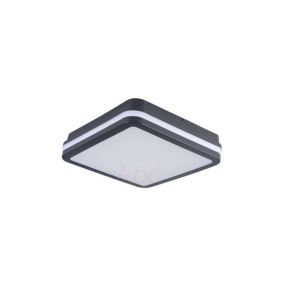 Plafonnier LED 24W étanche IP54 carré côté 260mm Graphite - Blanc Naturel 4000K