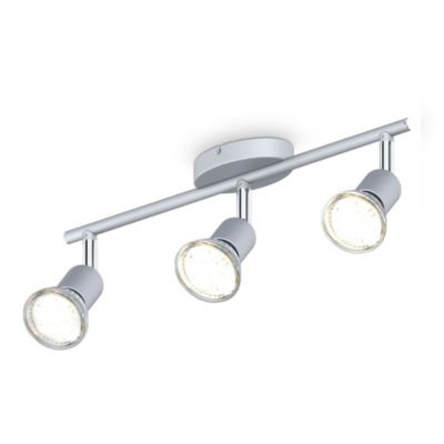 Plafonnier LED 3-flammes - IP20 - 385x100mm - 3.000K - 3x3W / 250lm - métal titane - non dimmable - spots orientables- Briloner
