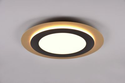 Plafonnier LED 42W 2700-6500K 5600lm noir et or télécommande - Trio - Morgan